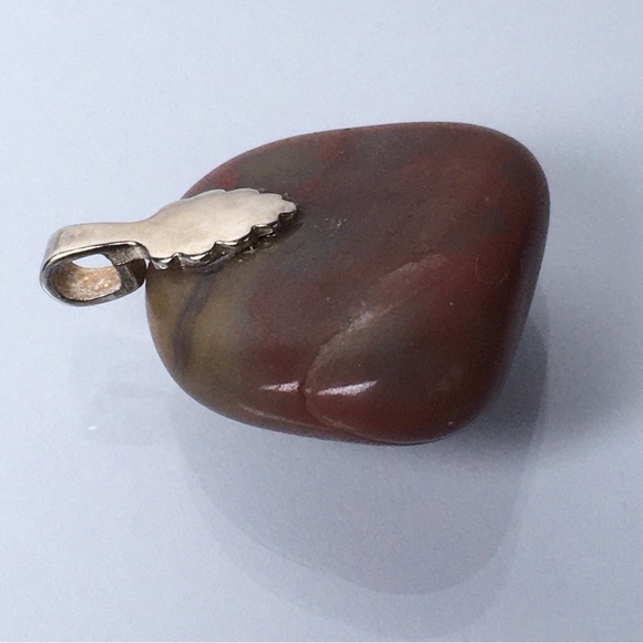 Gemstone Pendant Brown Red Jasper 1” - Picture 2 of 3